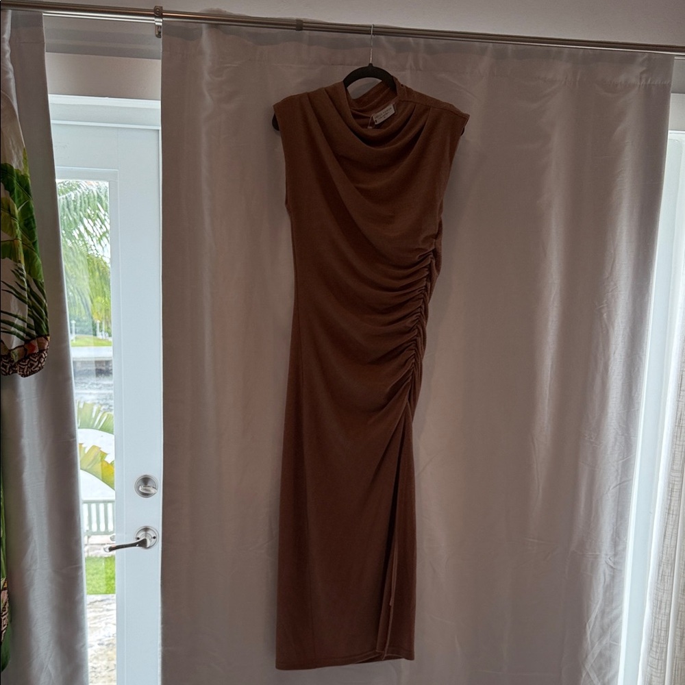 Dress Forum Brown Gathered Midi Dress